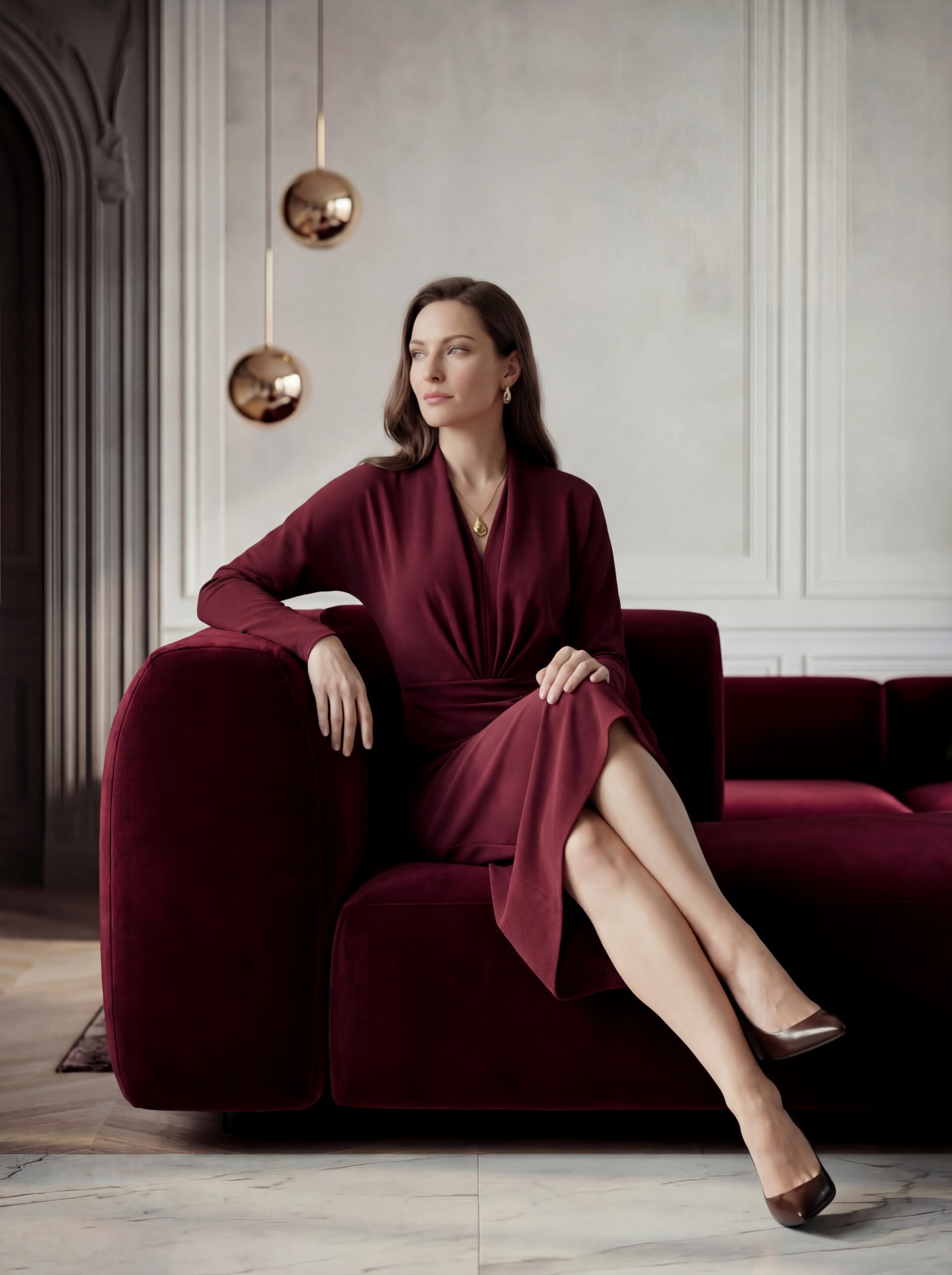 Платье бордо