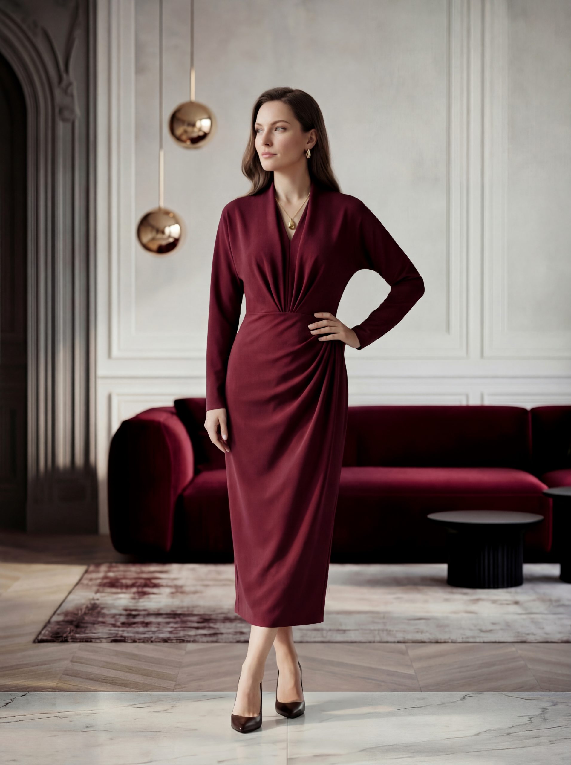 Платье бордо