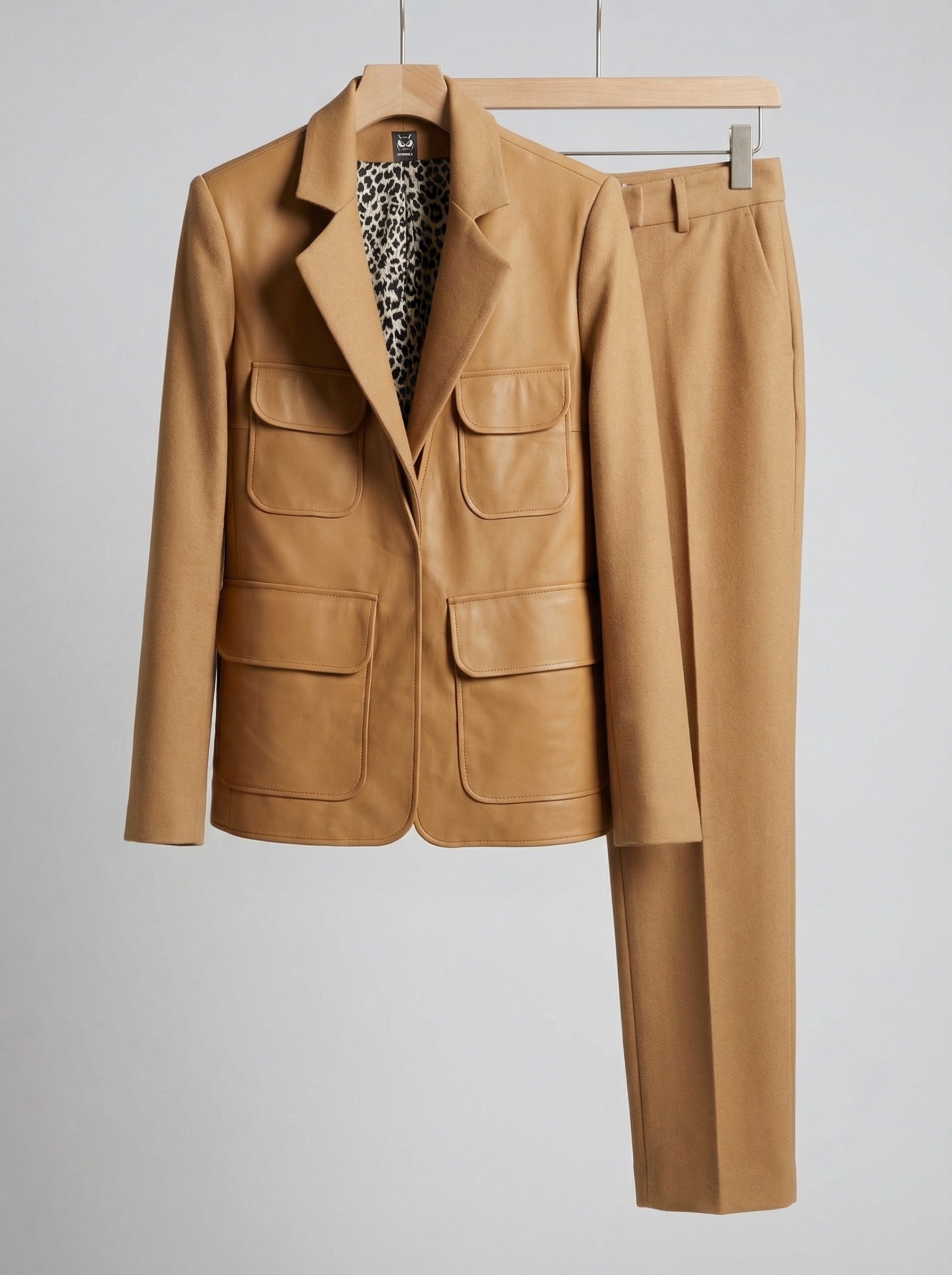 Жакет с кожаной отделкой