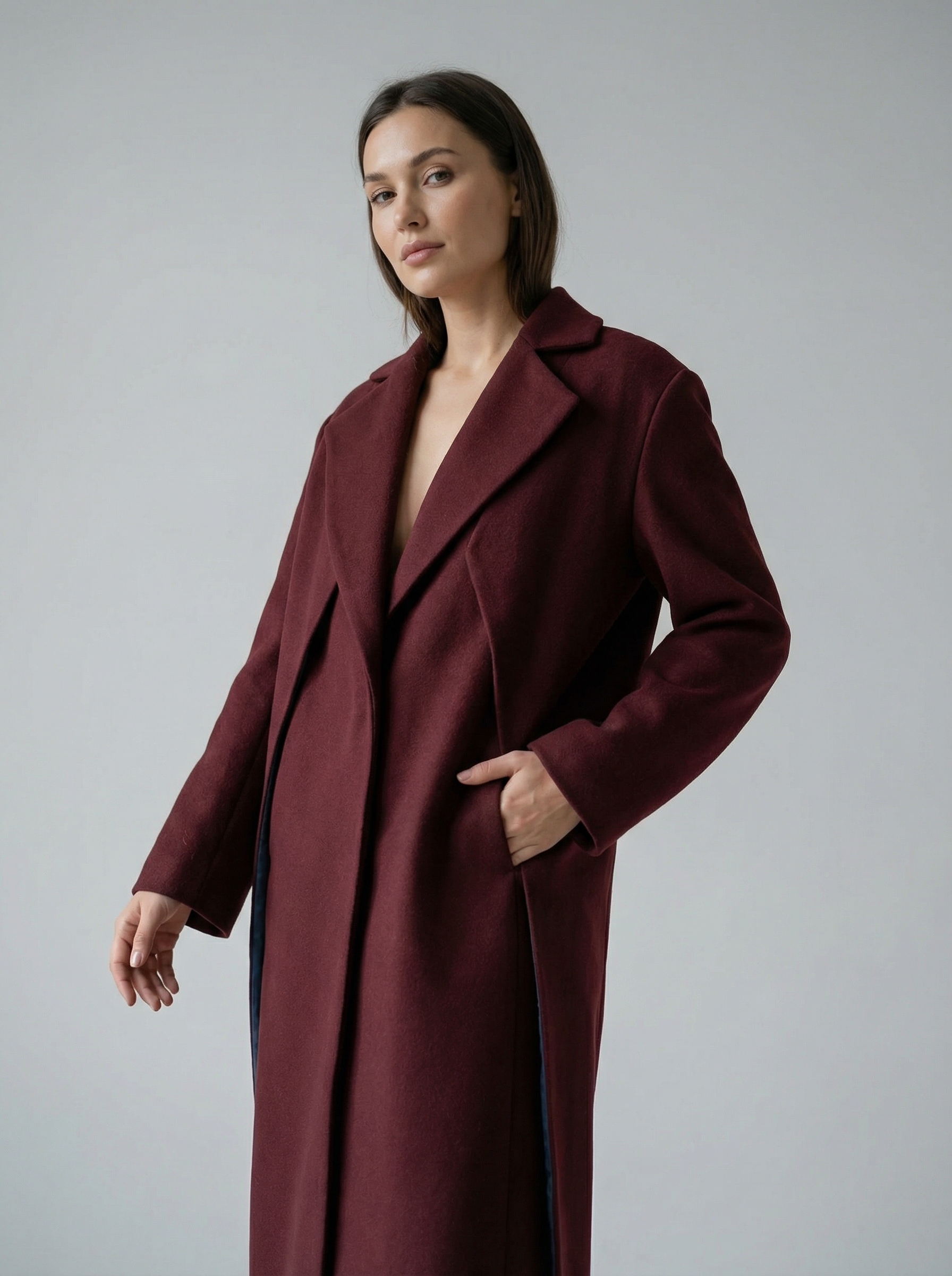 Пальто бордо