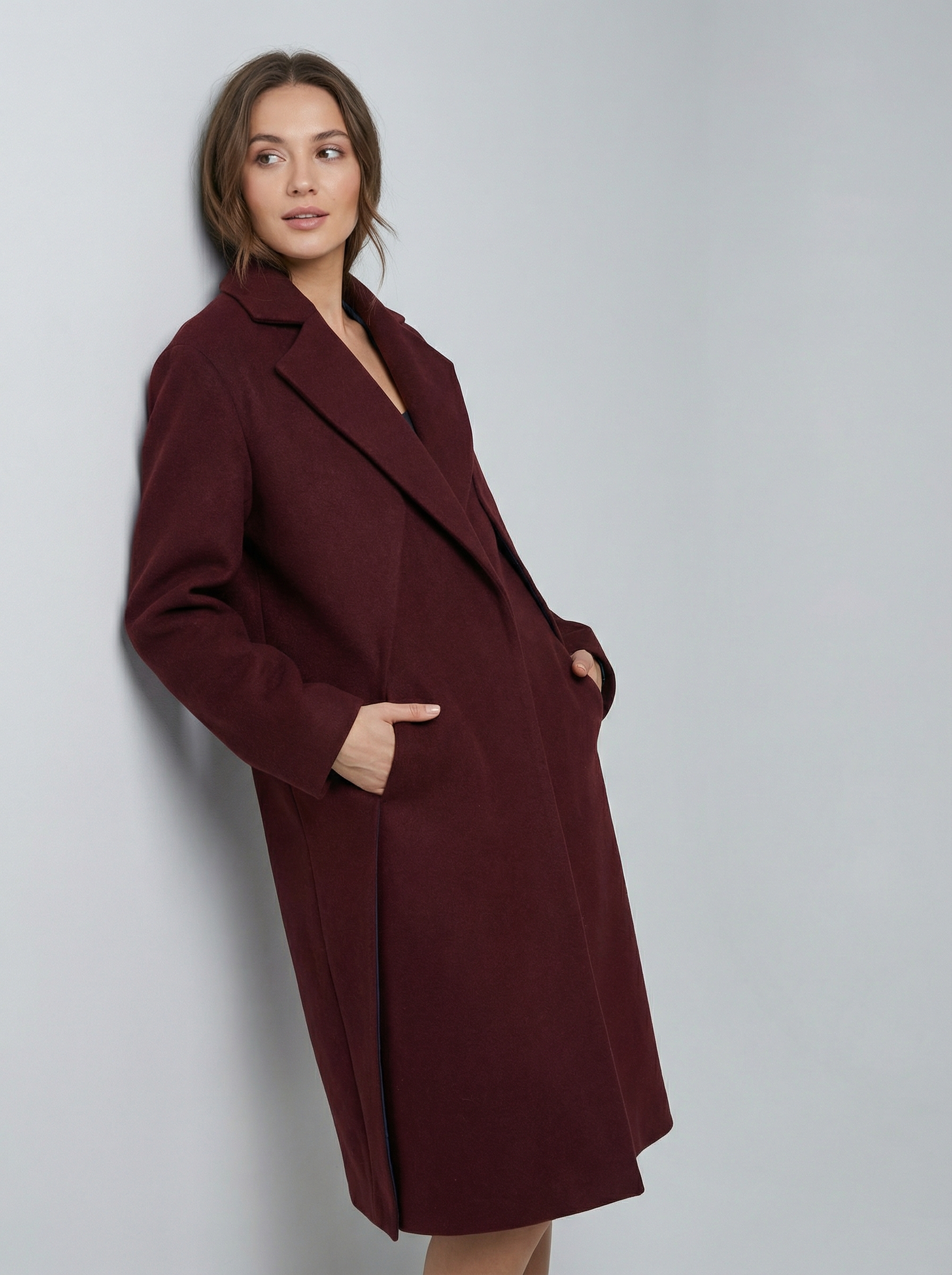 Пальто бордо