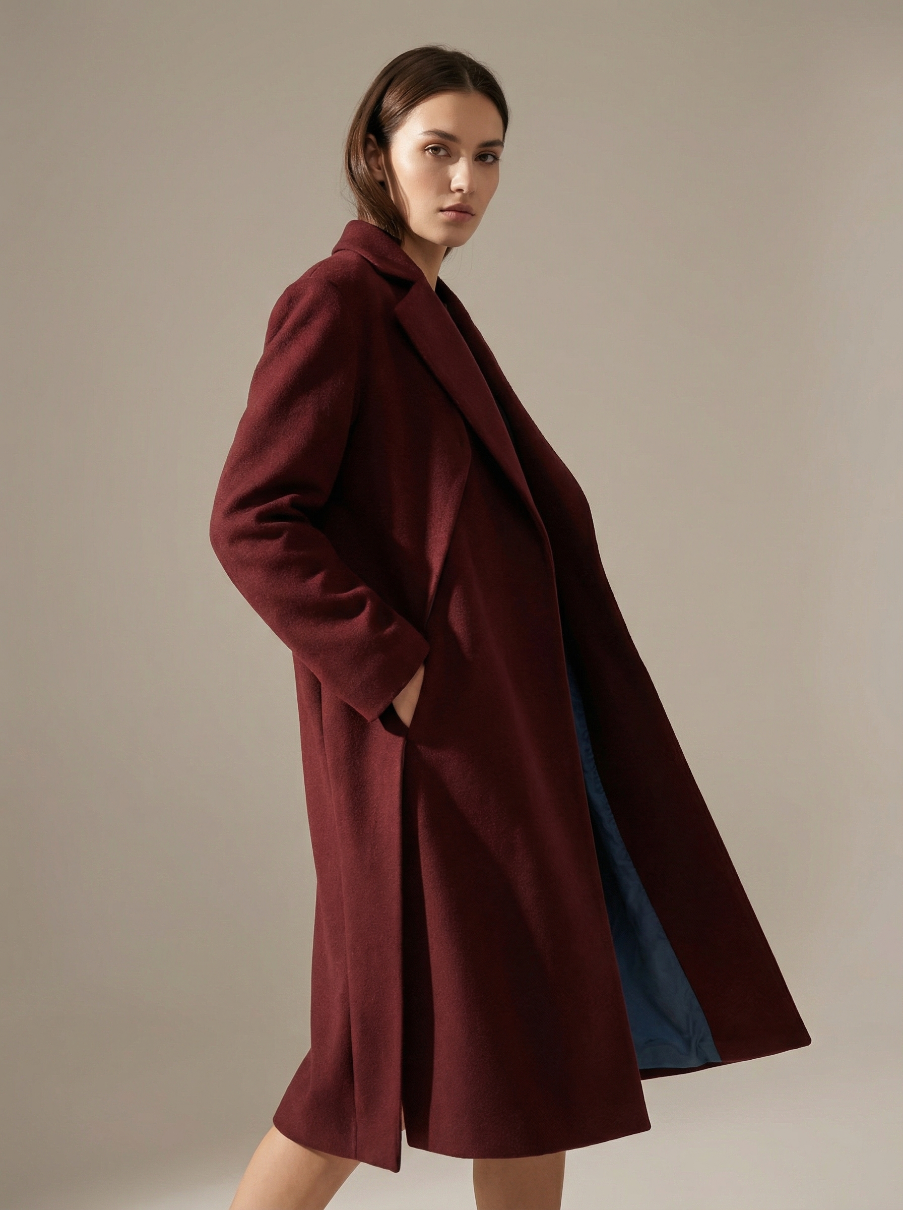 Пальто бордо
