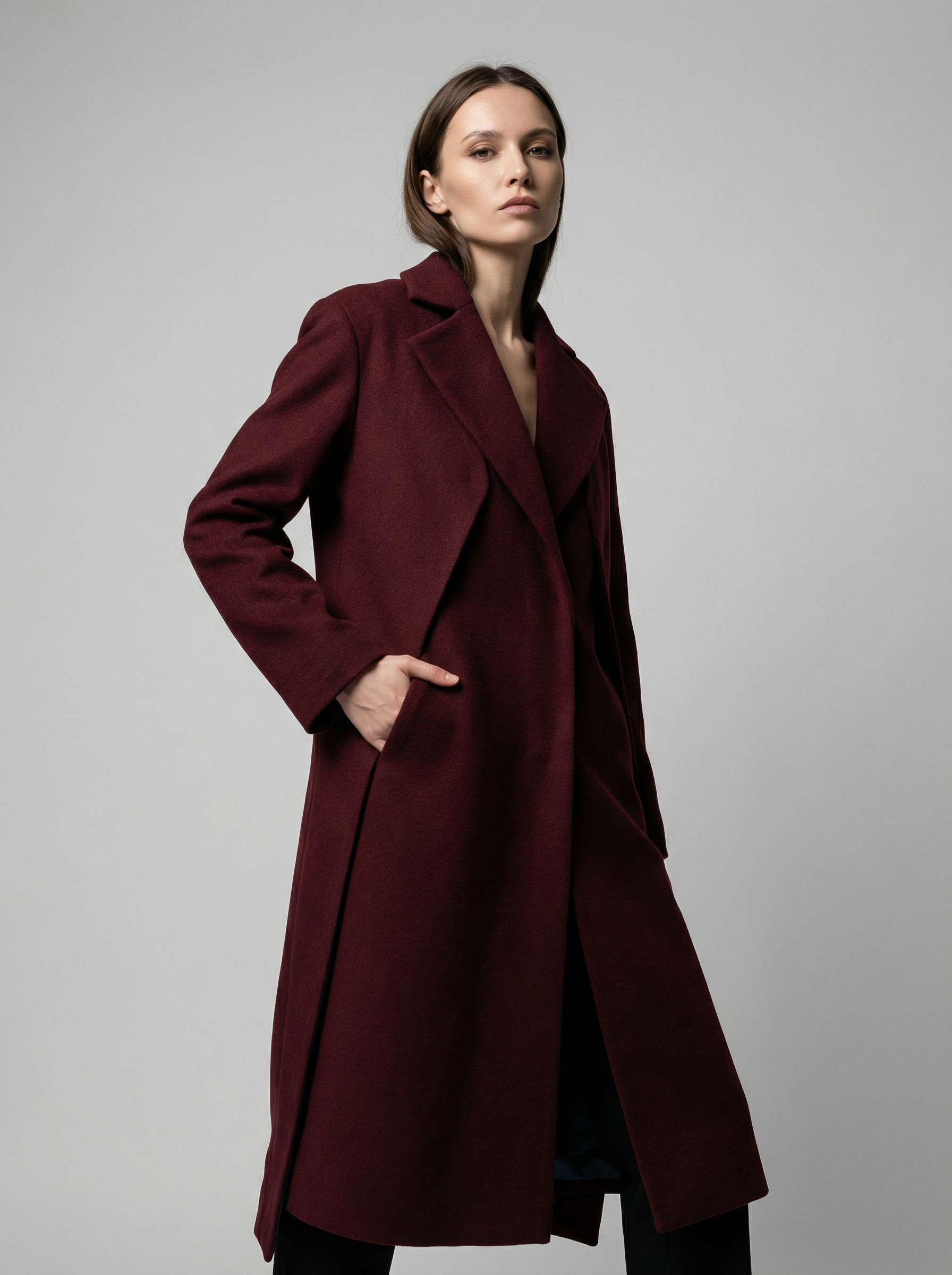 Пальто бордо