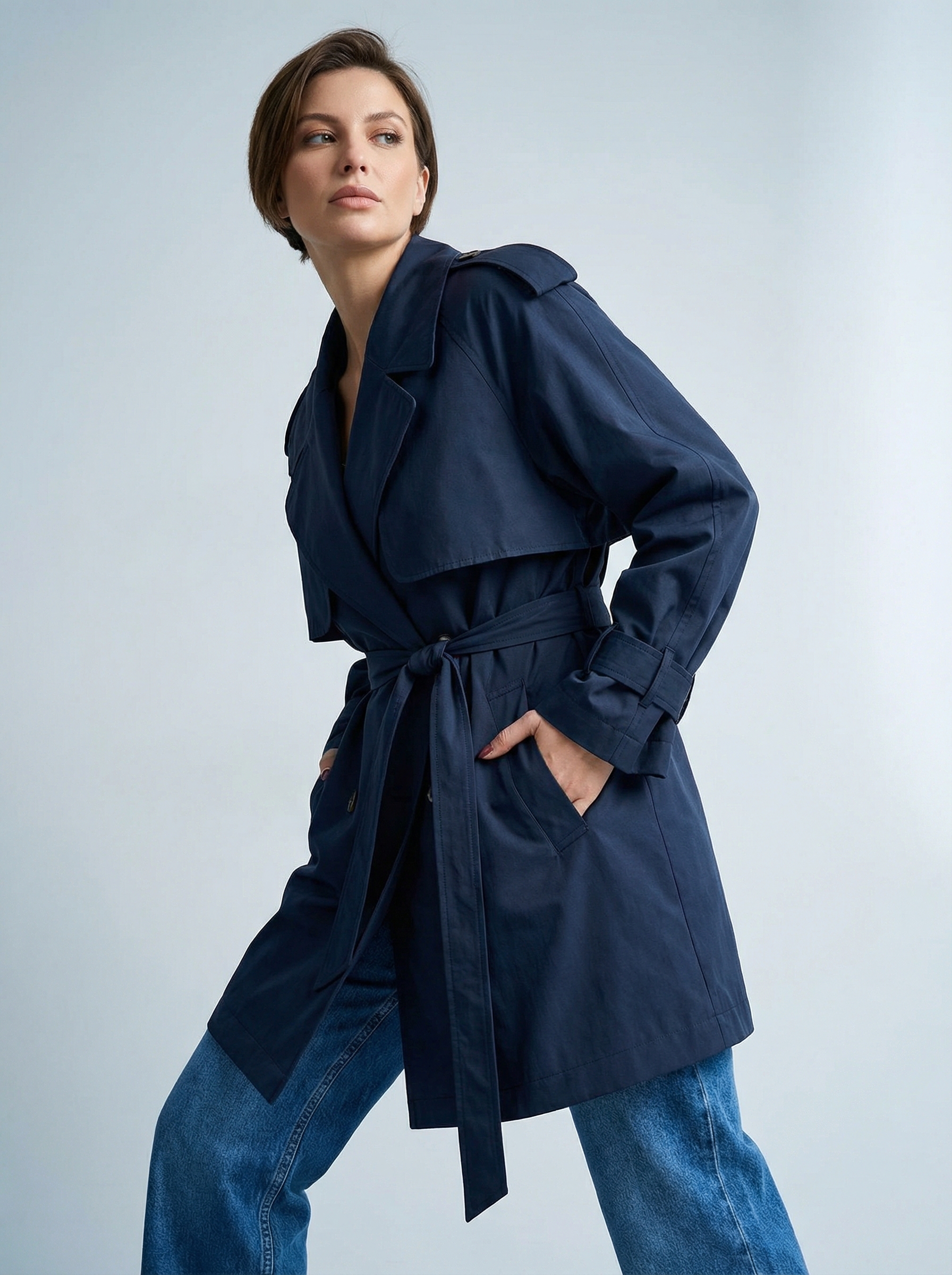 Тренч синий (осень/зима)
