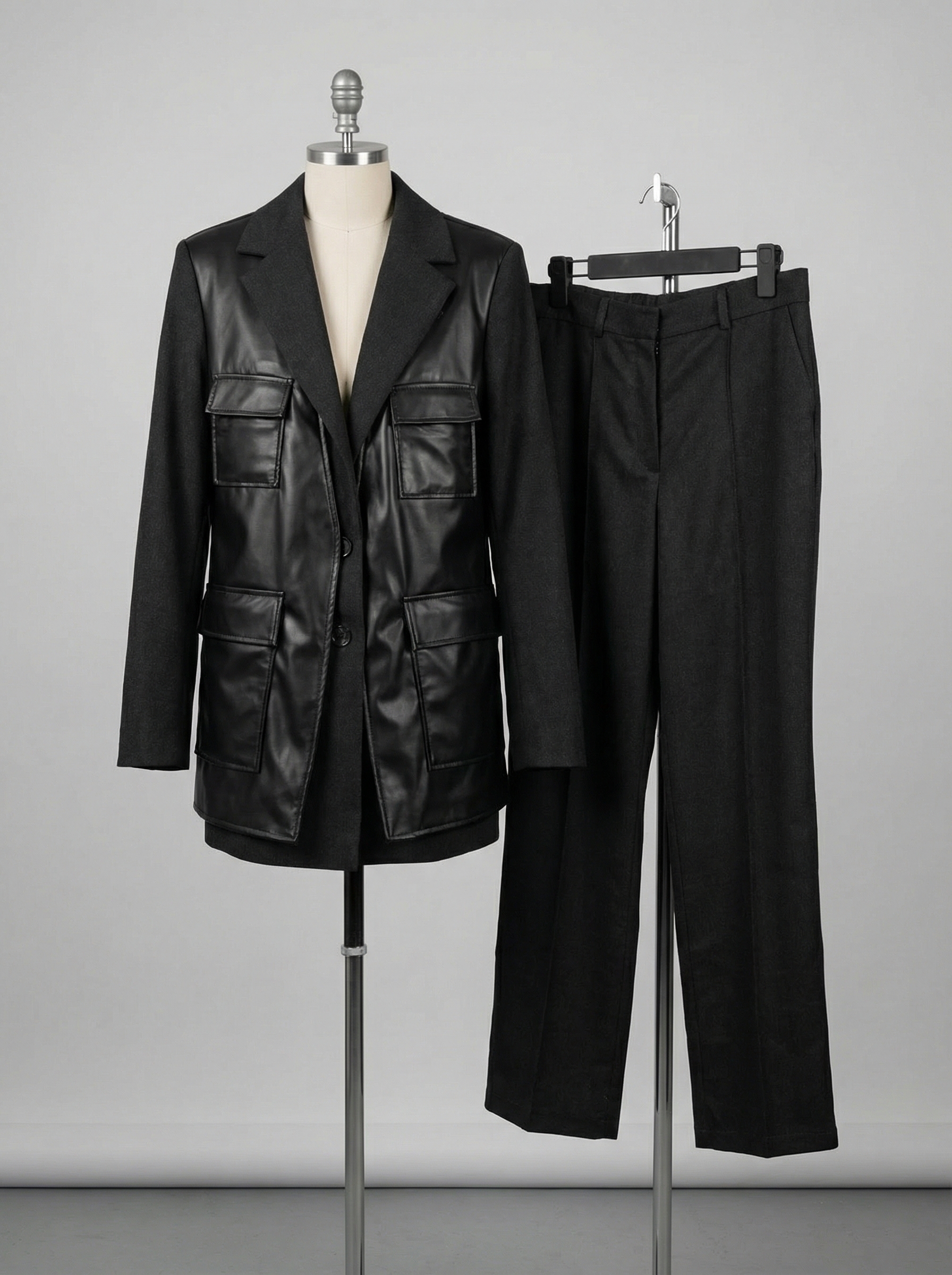 Жакет с кожаной отделкой