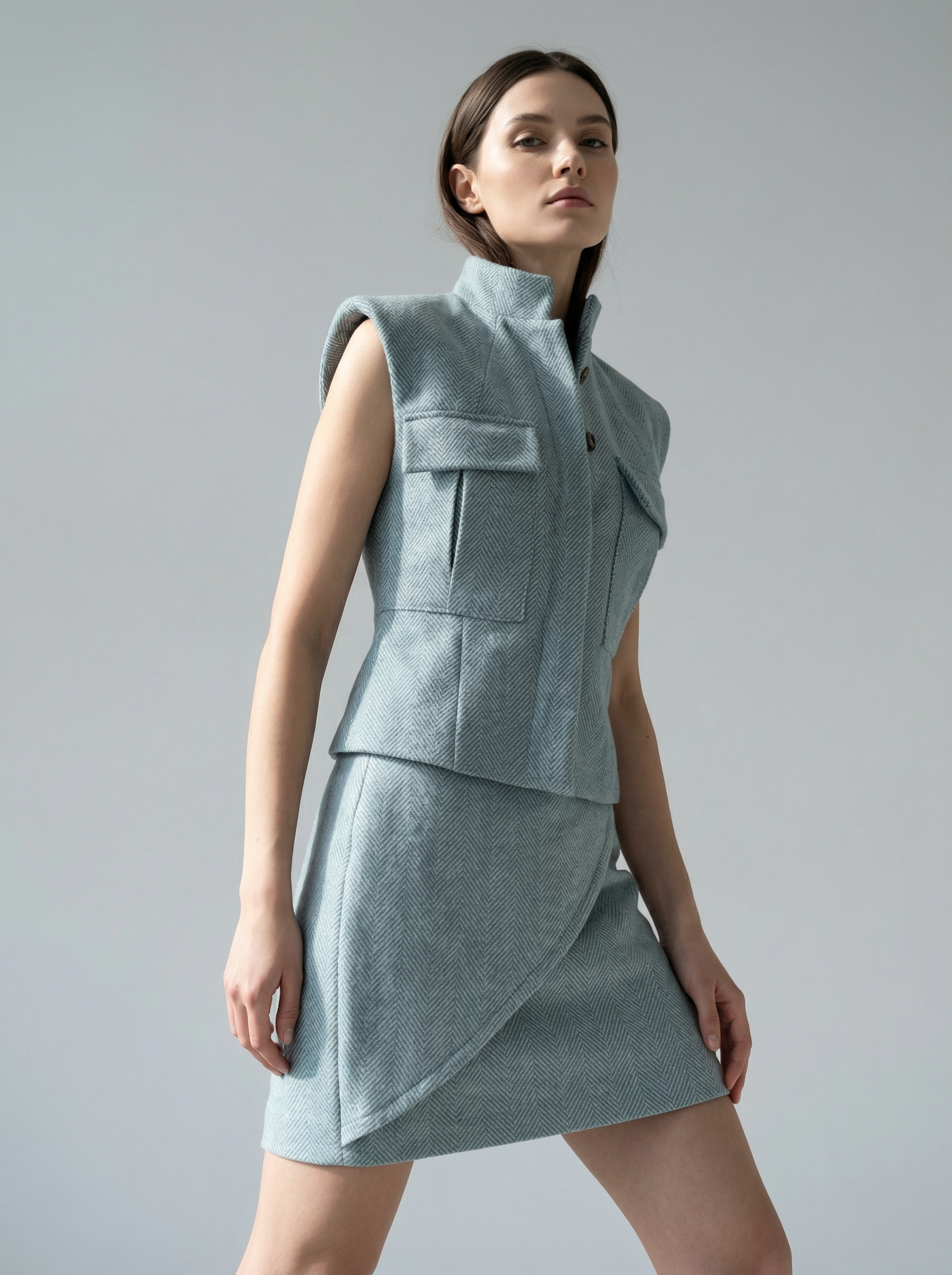 Жилет и юбка бирюза