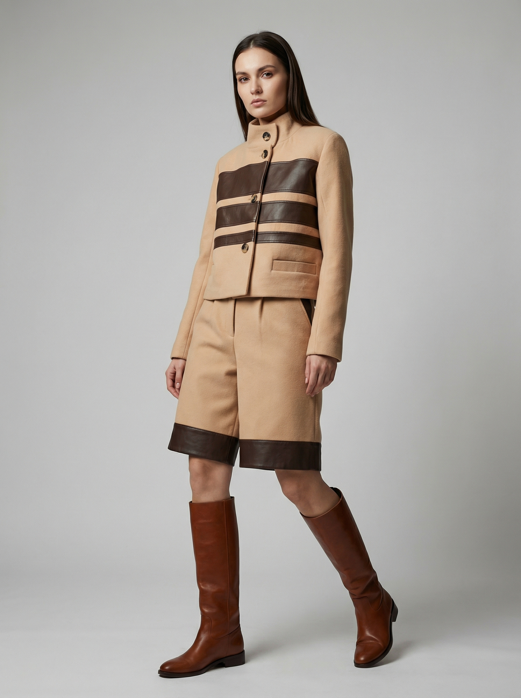 Укороченное пальто и бермуды