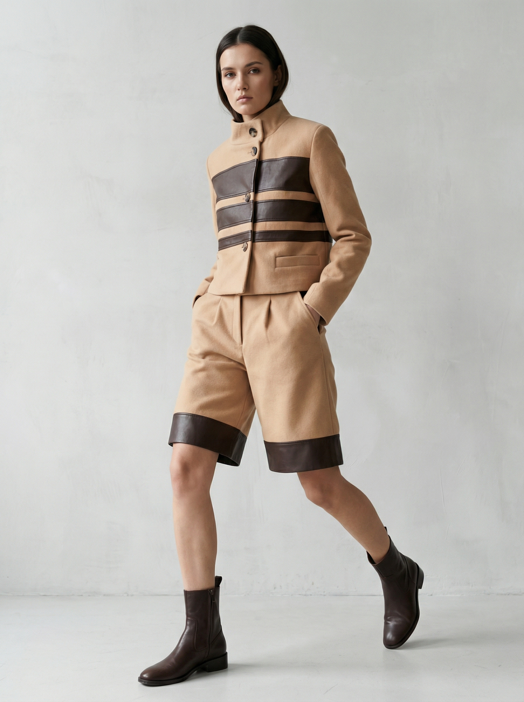 Укороченное пальто и бермуды